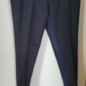 Lanvin Ladies Italian Navy Blue Cotton Pants Slacks Inner Leg Stripe Size 8R